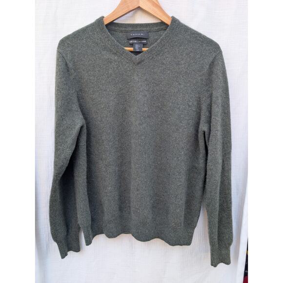 Tahari Pure Luxe 100% Cashmere Men's Handsome Green V Neck Sweater XL $245 - Picture 1 of 6